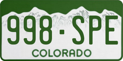 CO license plate 998SPE