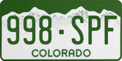 CO license plate 998SPF
