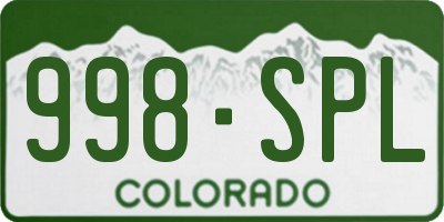 CO license plate 998SPL