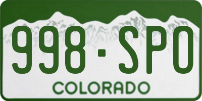 CO license plate 998SPO