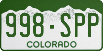 CO license plate 998SPP