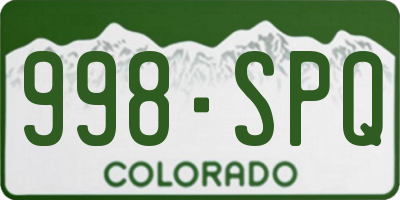 CO license plate 998SPQ