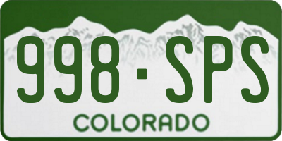 CO license plate 998SPS