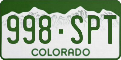 CO license plate 998SPT