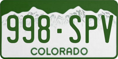 CO license plate 998SPV