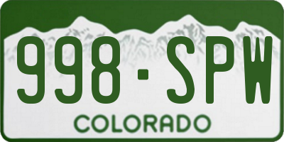 CO license plate 998SPW