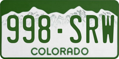 CO license plate 998SRW
