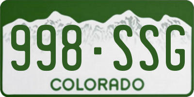 CO license plate 998SSG