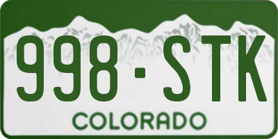 CO license plate 998STK