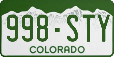 CO license plate 998STY