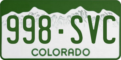CO license plate 998SVC