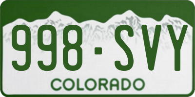 CO license plate 998SVY