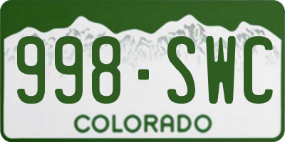 CO license plate 998SWC