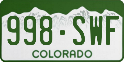 CO license plate 998SWF