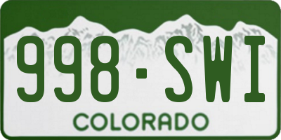 CO license plate 998SWI