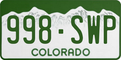 CO license plate 998SWP