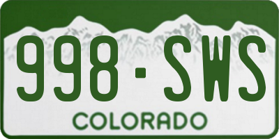 CO license plate 998SWS