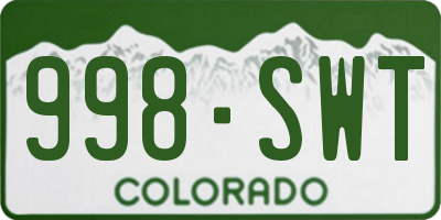 CO license plate 998SWT