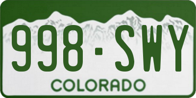 CO license plate 998SWY