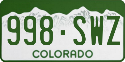 CO license plate 998SWZ