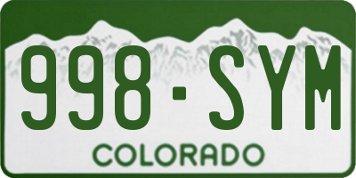 CO license plate 998SYM
