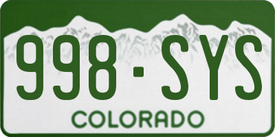 CO license plate 998SYS