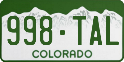 CO license plate 998TAL
