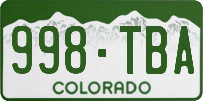 CO license plate 998TBA