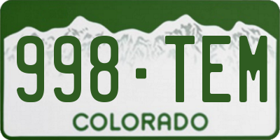 CO license plate 998TEM