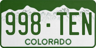 CO license plate 998TEN