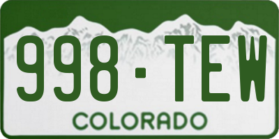 CO license plate 998TEW