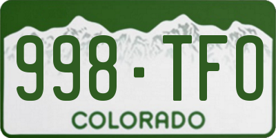 CO license plate 998TFO