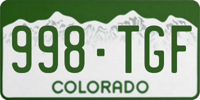 CO license plate 998TGF