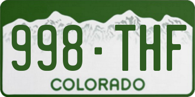 CO license plate 998THF