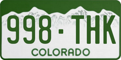 CO license plate 998THK