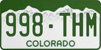 CO license plate 998THM