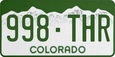 CO license plate 998THR