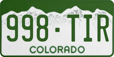 CO license plate 998TIR