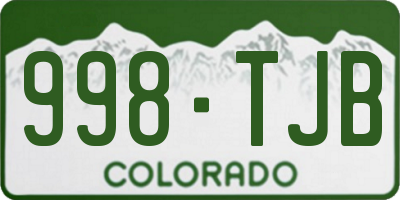 CO license plate 998TJB