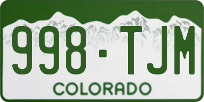 CO license plate 998TJM