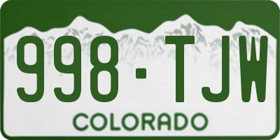 CO license plate 998TJW
