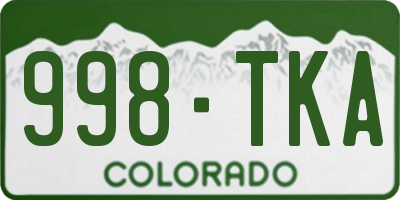 CO license plate 998TKA