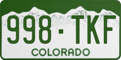 CO license plate 998TKF
