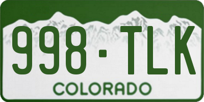 CO license plate 998TLK