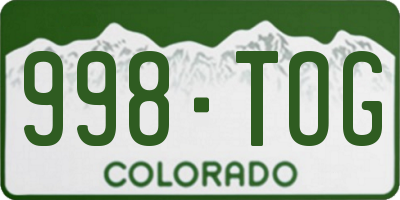 CO license plate 998TOG
