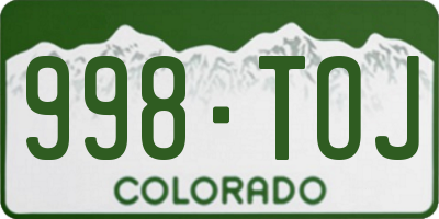 CO license plate 998TOJ