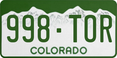 CO license plate 998TOR
