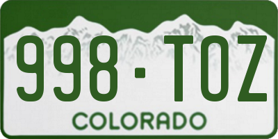 CO license plate 998TOZ