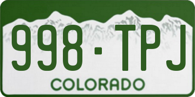 CO license plate 998TPJ