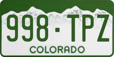 CO license plate 998TPZ
